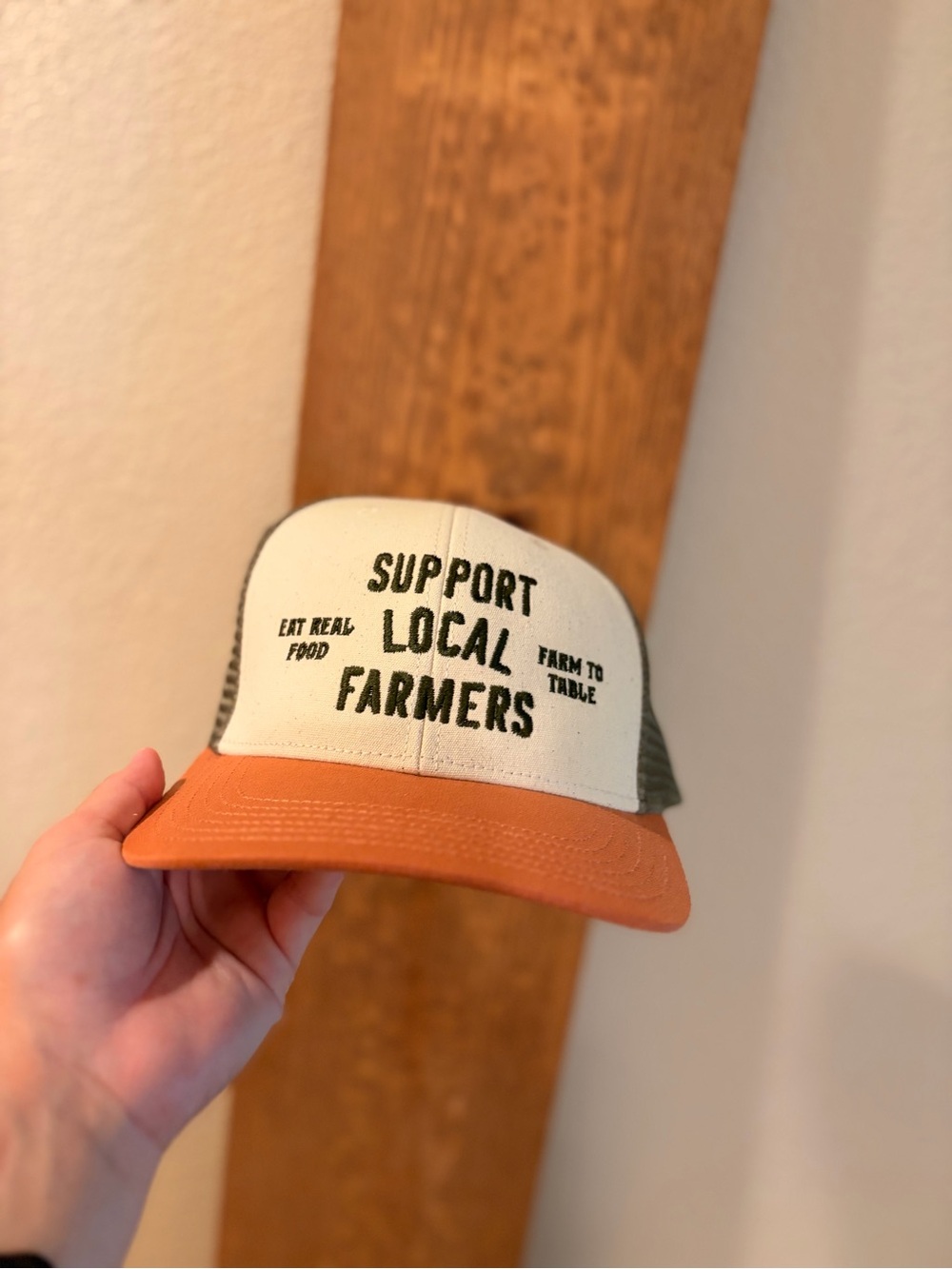 Support Local Farmers Trucker Hat - Cream & Rust